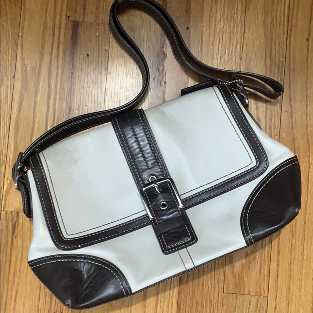 Dark Brown and Cream Coach Bag